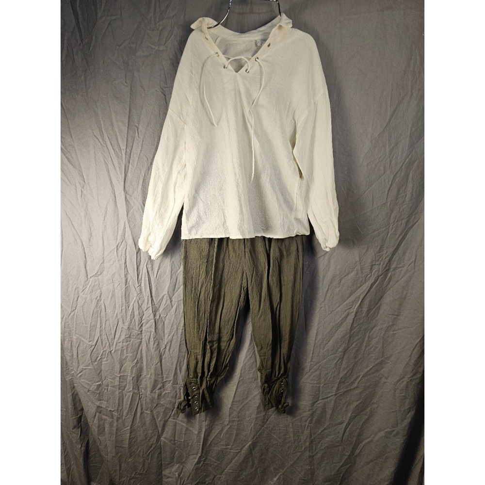 Prebene Kids Medieval Renaissance Costume Set Cream Tunic Olive Pants Size 12